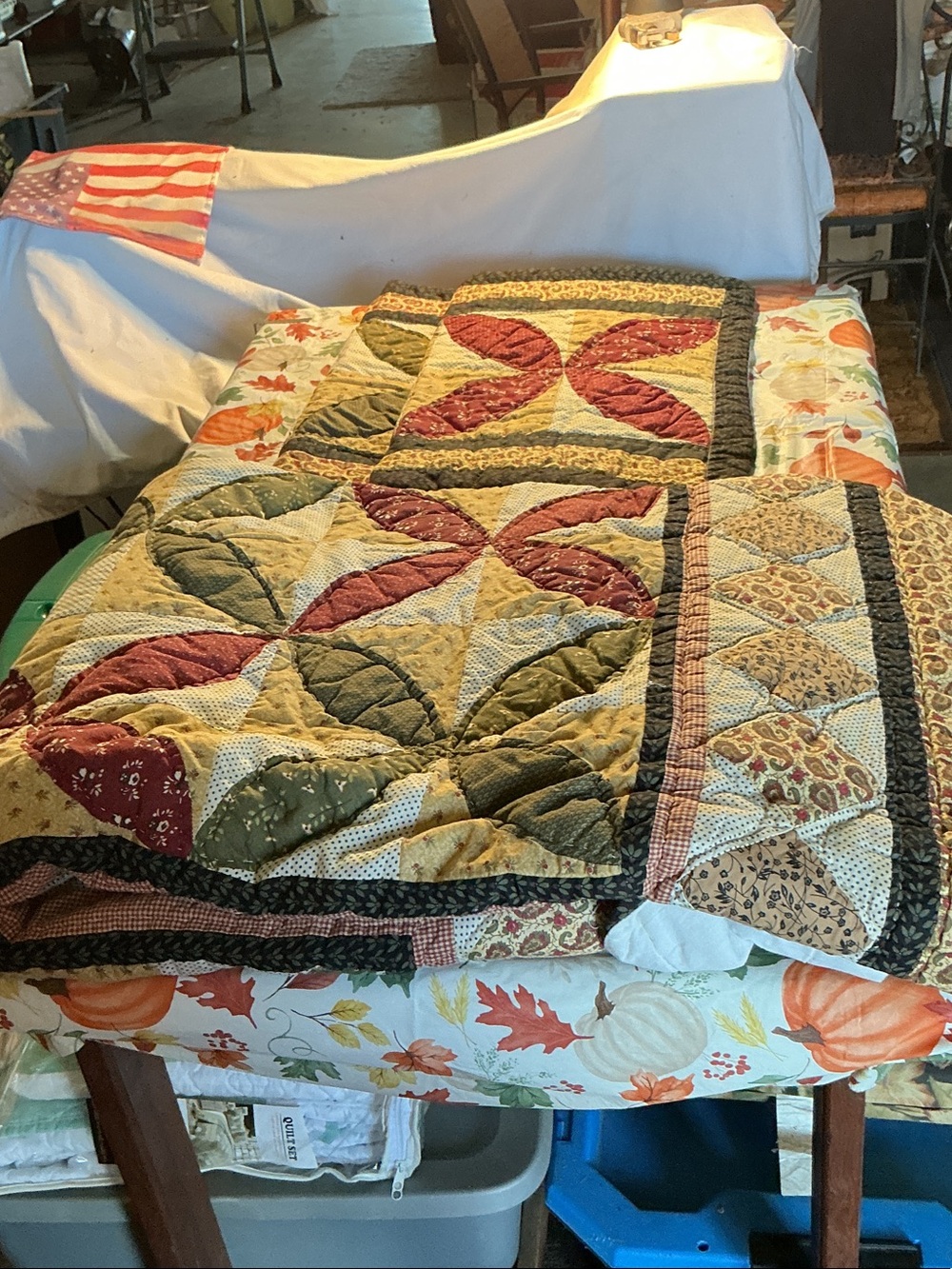 Patchwork Quilted Queen by Mainstays Home in Red, Green, Cream